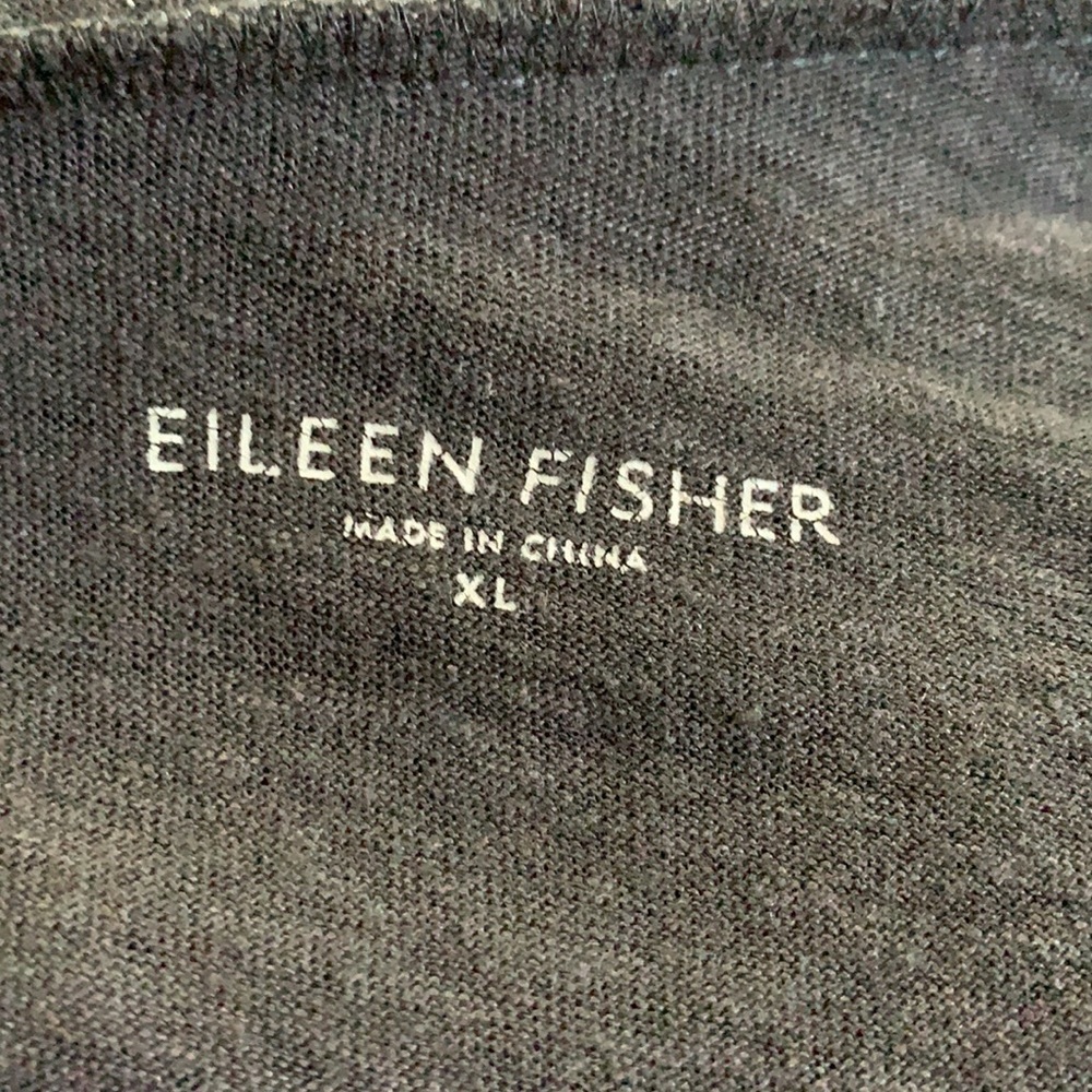Eileen Fisher 100% Linen Graphite Raw Hem 3/4 Sleeve Open Cardigan Size XL - Picture 4 of 5